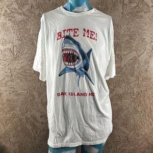 Bite Me Shark T-Shirt Delta Pro Weight Oak Island NC Graphic White 2XL